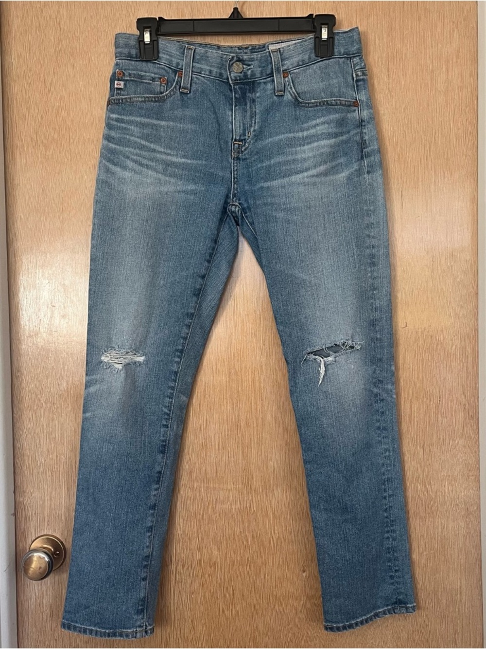 AG Women’s Ex-Boyfriend Slouchy Slim Distressed Blue Jeans